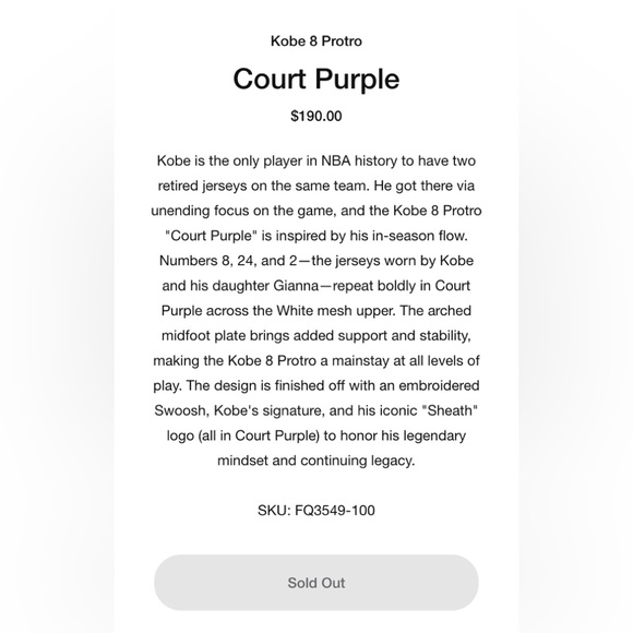 Kobe 8 Protro ‘Court Purple’ , M 9.5 - Picture 11 of 11